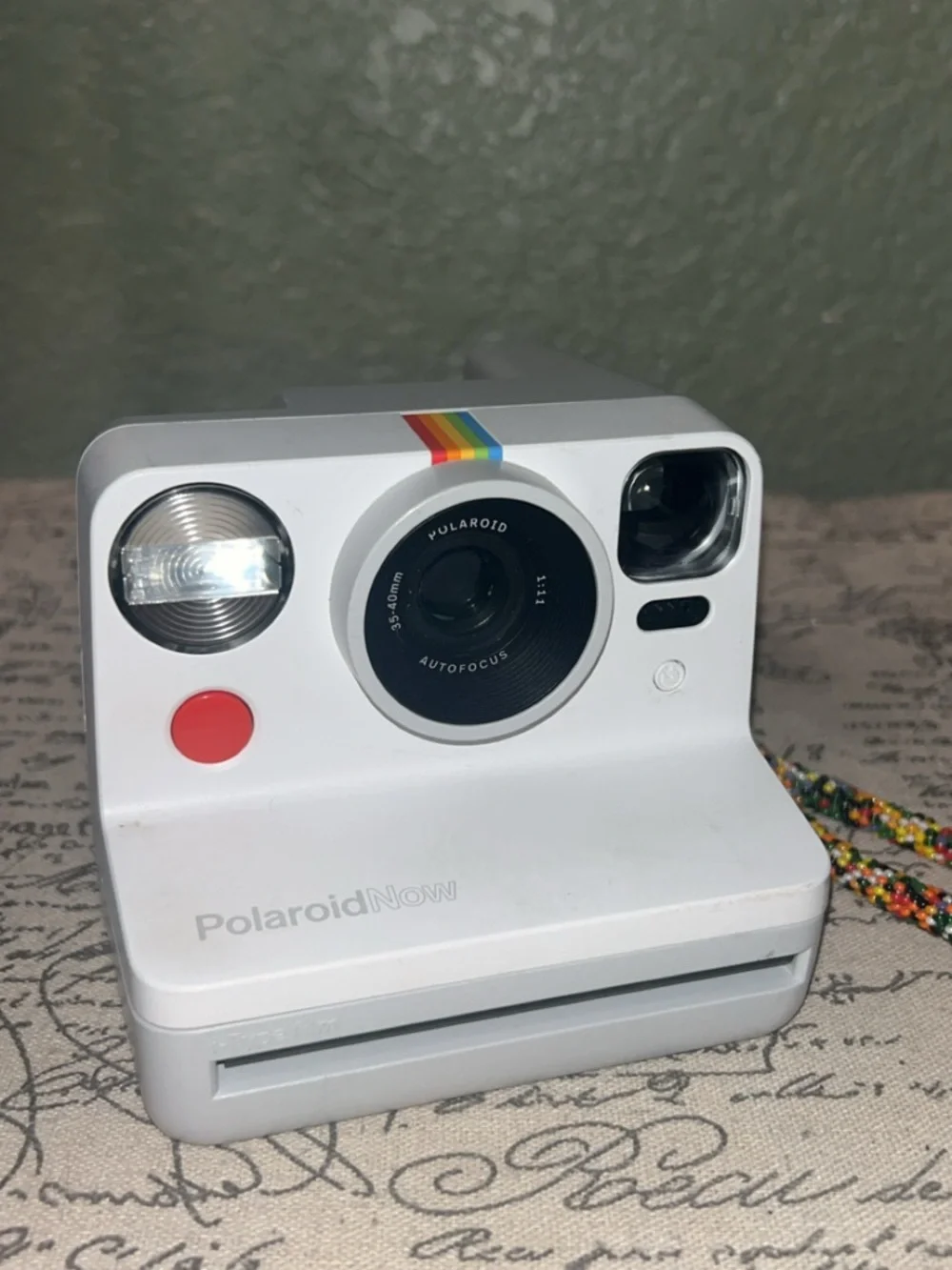 Polaroid White Instant Camera with Rainbow Stripe